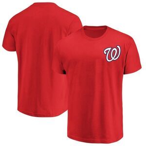 Washington Nationals Majestic Harper 34 Red Wordmark Pullover Tee. Medium.